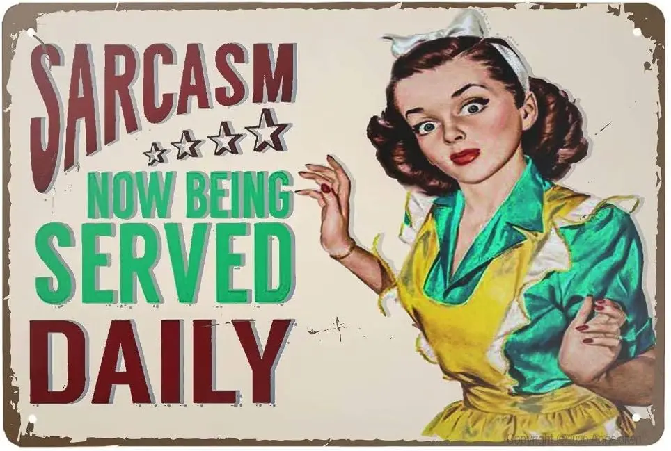 

Винтажный жестяной знак SARCASM, сейчас обслуживается, ежедневный знак, металлический знак для таблички, фотоэлемент дома, фотоэлемент, подарок 11,8X7,8