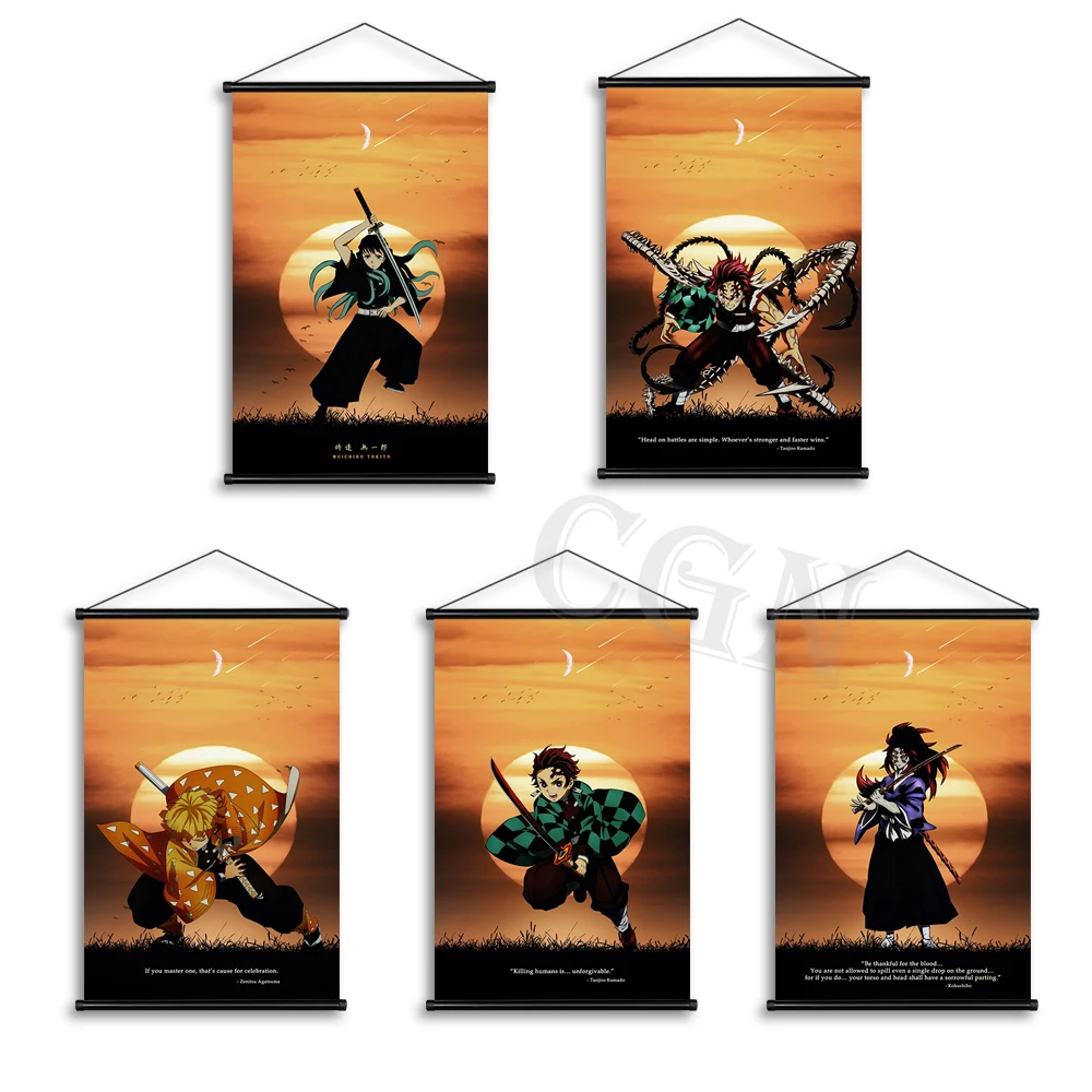 

Art Demon Slayer Canvas Pictures Kamado Nezuko Scroll Wall Kamado Tanjirou Hanging Painting Home Decor Poster Room Decoration