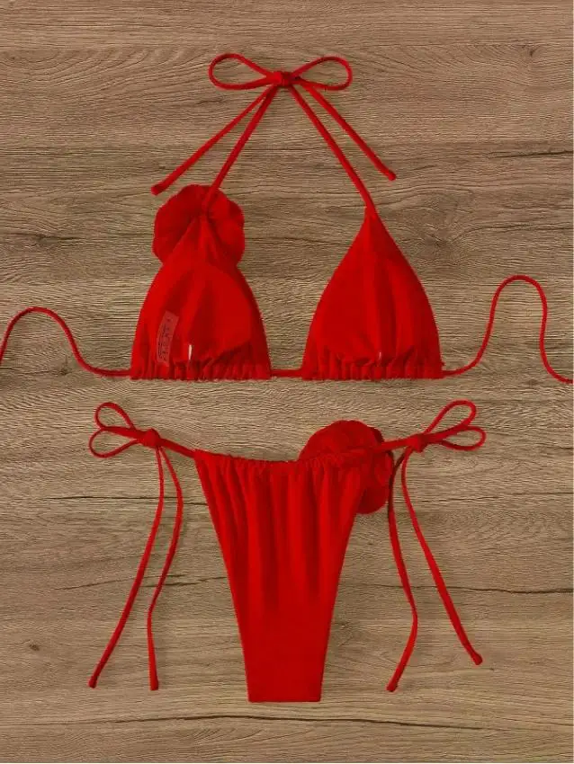 Sexy Bikini with 3D Flowers - Back view