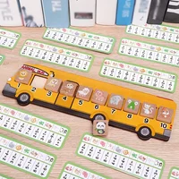Wooden Animal Bus Puzzle Toy Kids Math Educational Animal Block Number Matching Game Montessori Toddlers Learning Teaching Aids 2