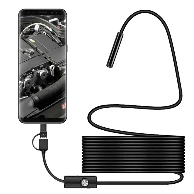 Inspection Camera Mini Endoscope Camera 1080P 3 In1 Endoscope Camera Sewer Industrial Piping Car Inspection Endoscopic 8Mm USB/Micro USB/Type-C Inspection Camera