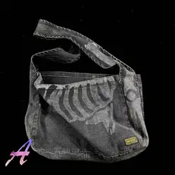 KAPITAL Bags Autumn Winter Bone Print Retro Denim Men Women Casual Kapital Shoulder Bag
