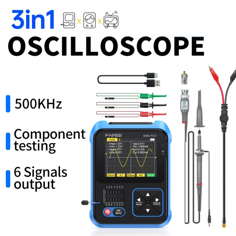 

3in1 Multi-function 2.4inch Digital Oscilloscope Transistor Detector Signal Generator Voltage Test For Automotive Diagnostic