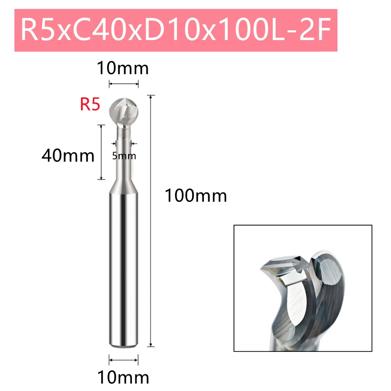 Ball T-shaped Arc Mill, Lollipop End Mill, Solid Carbide 3D CNC