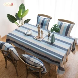 Proud Rose Striped Waterproof Table Cloth Blue Striped Tassel Tablecloths Table Decoration Cover Cloth Custom Proud Rose Striped Waterproof Table Cloth Blue Striped Tassel Tablecloths Table Decoration Cover Cloth Custom