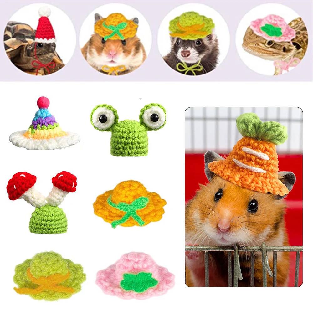

Mini Hamster Hats Cute Handmade Knitted Hat Pet Chipmunk Guinea Pig Hat Hamster Accessories Cartoon Toy Pet Supplies Warm Winter