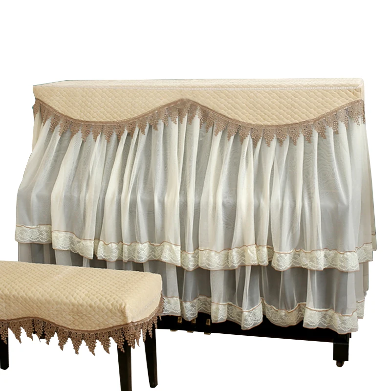 High quality european style beige white pink lace Upright piano dust