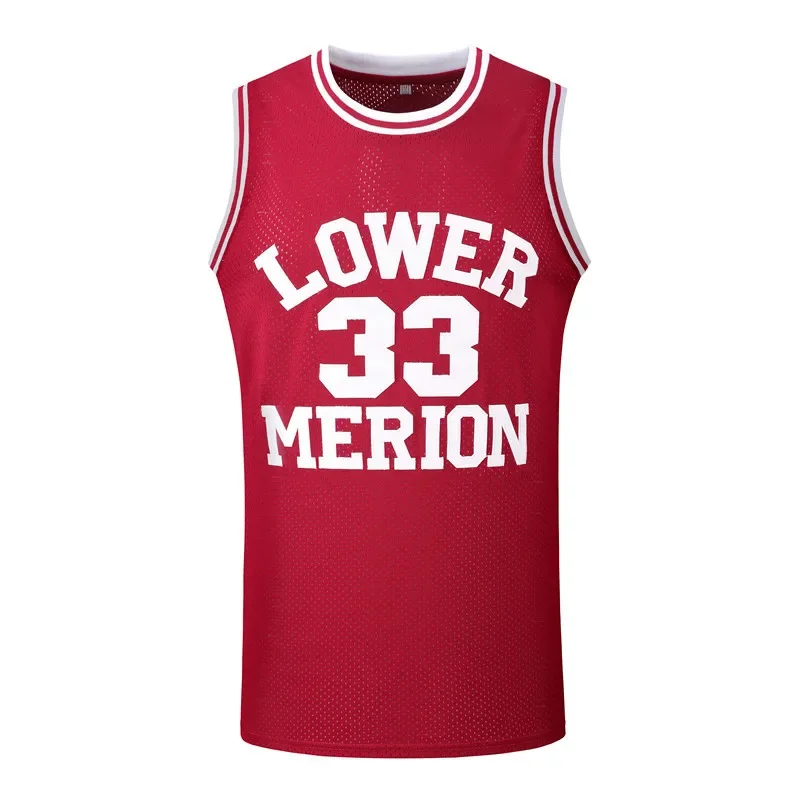 High School Edition Kobe University 33# Embroidered Basketball Jersey Red White Retro Basketball Uniforms Sportswear