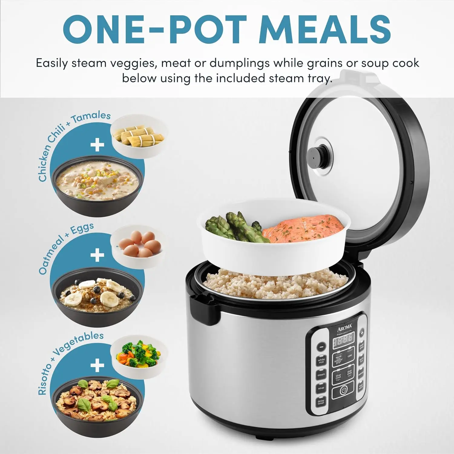 Professional 20-Cup (Cooked) / 5Qt. Digital Rice Cooker, Steamer, and Slow Cooker Pot with 10 Smart Cooking Modes 2