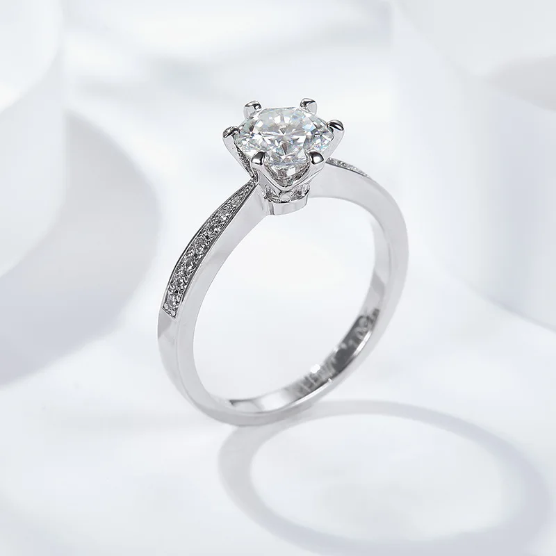 1 carat Mosonite s925 ring Valentine's gift to girlfriend Mosonite couple Pure silver Mosonite ring