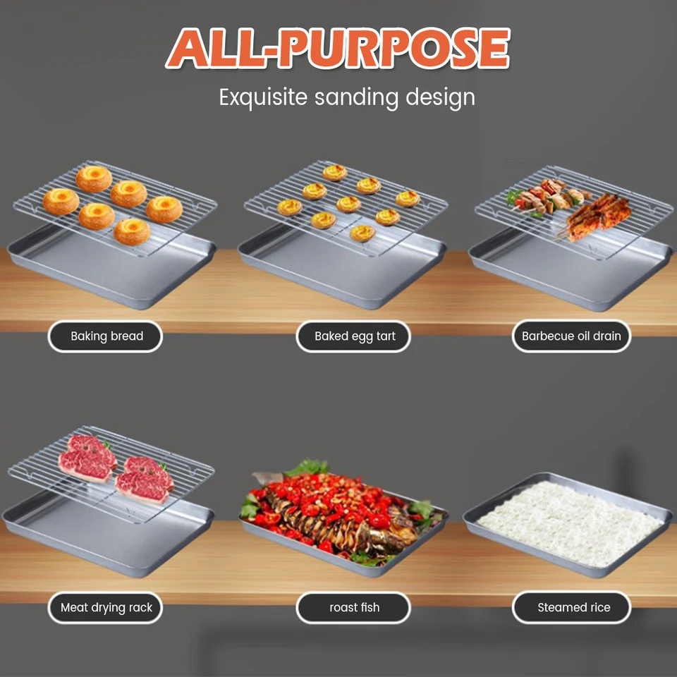 Griglie Raffreddamento Torte In Acciaio Inox, 2 Pezzi Rettangolari 29x21 Cm, Per Dolci, Arrosti E Grigliate, Lavabili In Lavastoviglie