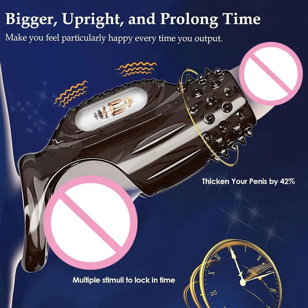 Penis Sleeve For Men Repeater Ring Overbold Enlargement Delay G-spot Delay Sleeve Crystal Wolf Braces Sex Toy Adult Products