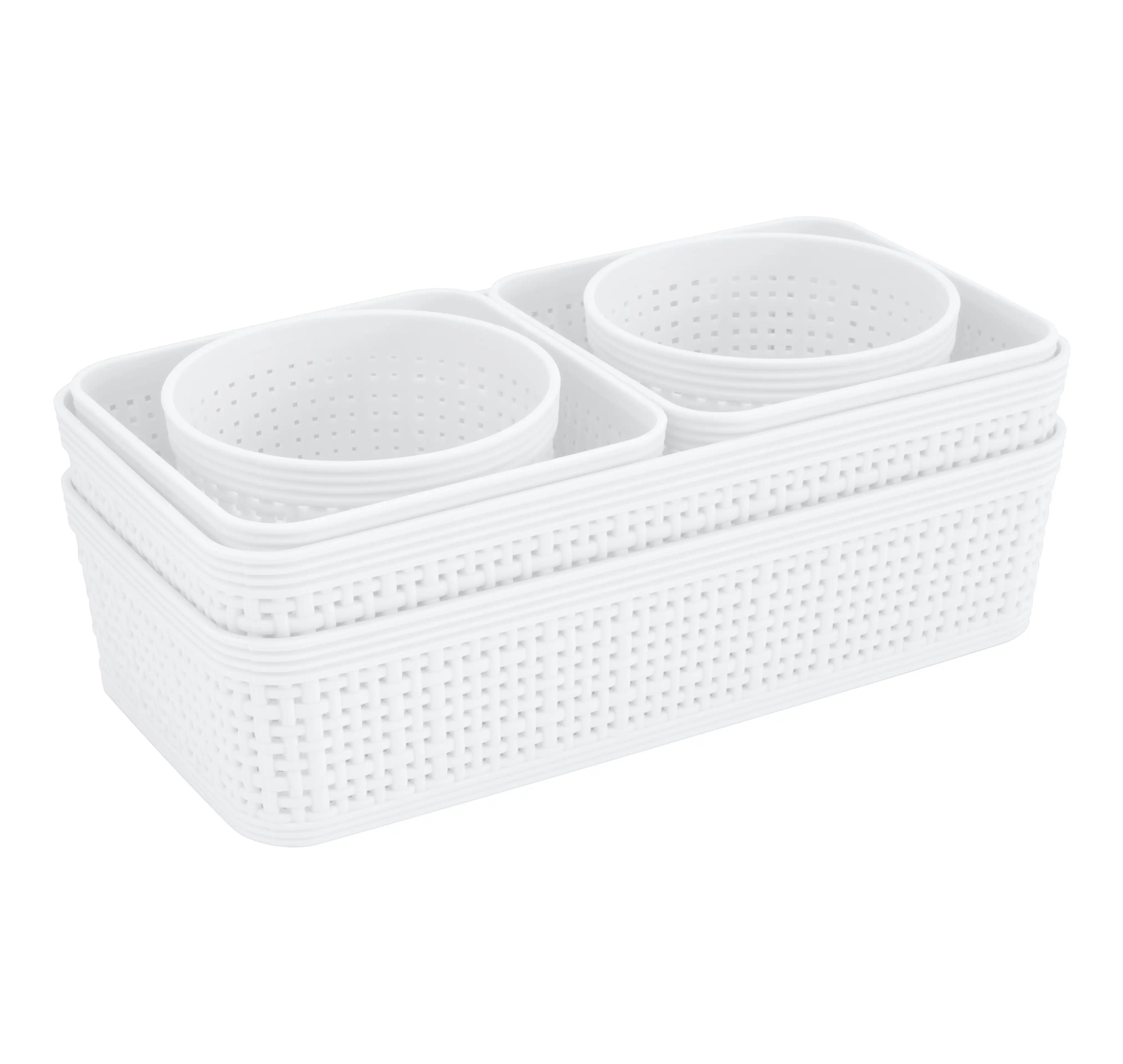 

Simplify 6 Pack Multi-Sized Organizing Basket Plastic Storage Set in White