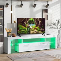 LED TV Stand with Storage Lights for 55/65/70/75 inch TV, TV Console Table with High Glossy Entertainment Center for Gaming 2
