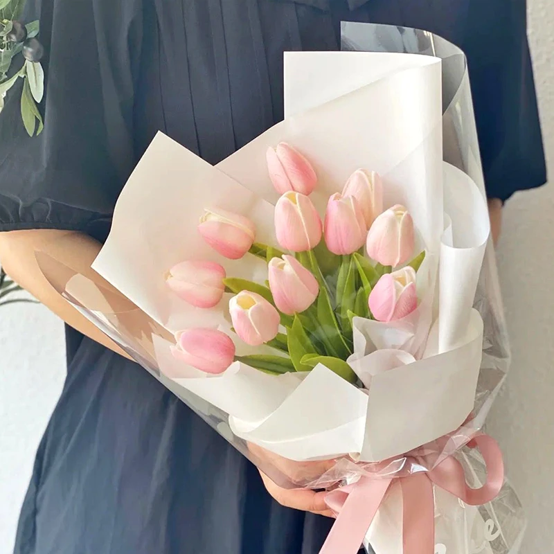 리얼 터치 PE 튤립 인공 꽃, 웨딩 파티 장, 홈 가든 장식, 10 개