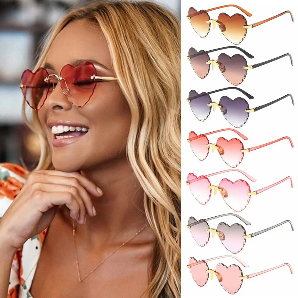 

Trendy Rimless Party Heart Sunglasses Women Sun Glasses Shades Love Heart Sunglasses