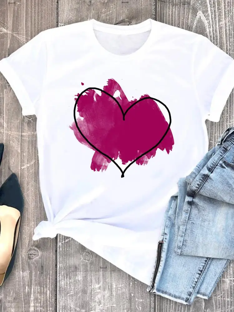 Women Clothing Trend Cute 90s Fashion White Tee Clothes Print Womens Casual Ladies Graphic T Short Sleeve O-neck T-shirts