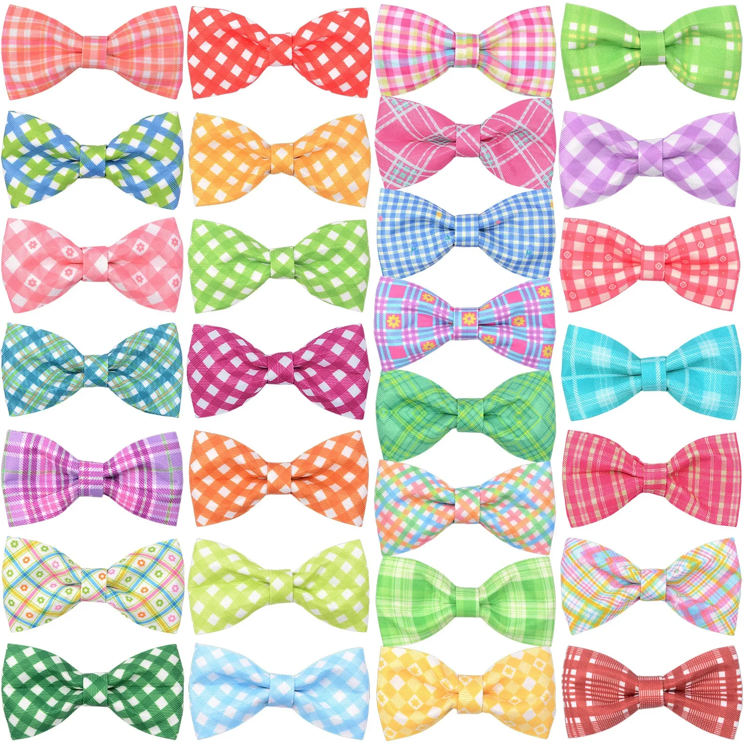 50/100pcs Spring Plaid Style Dog Bowtie Removable Dog Bows Dog Collar Accessories Pets Grooming Accessories Dog Supplies 2