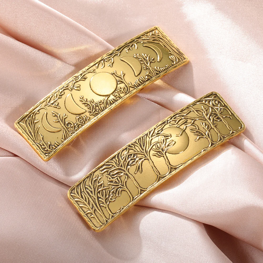 Moon Phase and Tree Hairpin Metal Crescent Moon Sun Barrettes Hair Accessories Vintage Women Jewelry jewelry accessories jewelry set hair accessory hair clip hair headdress bridal headwear pearl hairpins