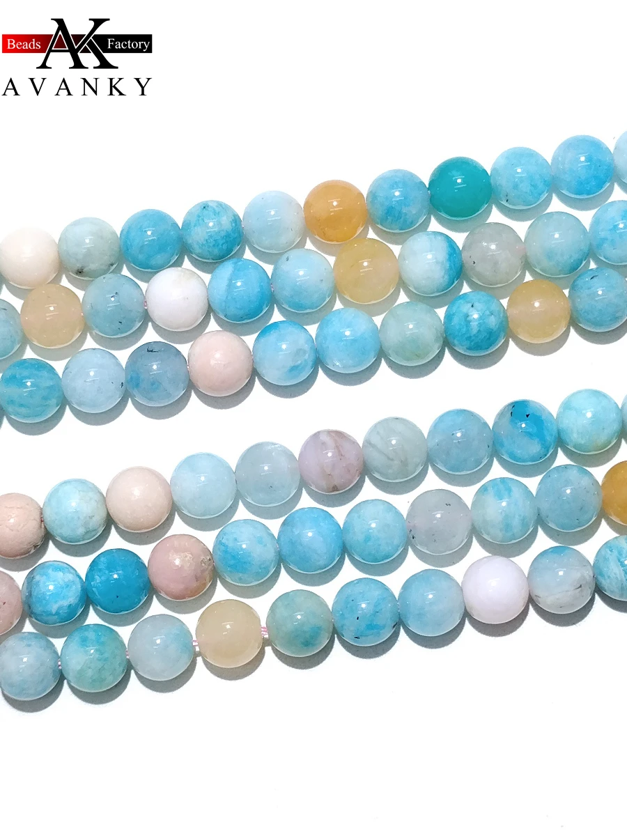 Natural Tianhe Stone Amazonite Color Treasure For Jewelry Making Round Spacer Beads Diy Bracelets Necklace Accessories 15