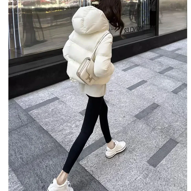 Fashion Commuter Solid Color Long Sleeve Hooded Women's Short down Jacket 2023 Winter New Casual Loose Cotton Padded Jacket