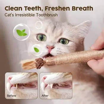 1/3/5/10pcs Cat Teeth Grinding Stick Toy Natural Catnip Cleaning Tooth Bite Resistant Hemp Rope Pet Supplies Promote Digestion