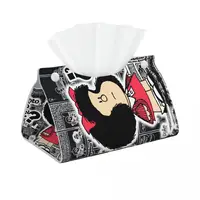 Custom Vintage Quino Comic Mafalda Facial Tissue Box Cover Rectangular Cartoon Mang PU Leather Tissue Box Holder for Car Toilet 1
