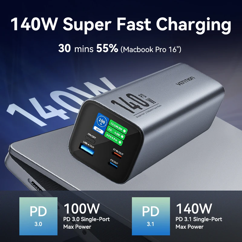 Vention Power Bank 27000mAh Powerbank 140W Super Fast Charging Portable Charger Spare External Battery for Laptop Xiaomi Macbook 2