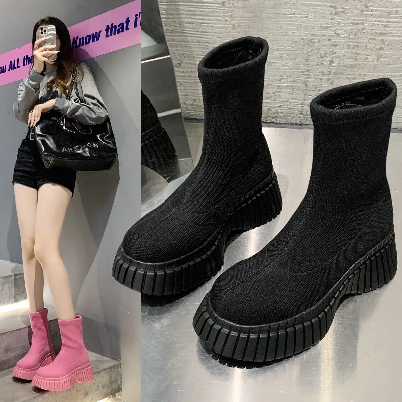 

Lolita Boots Brand Women's Shoes Winter Footwear Round Toe Boots-Women Fashion Med Rubber 2023 Elegant Ankle Autumn
