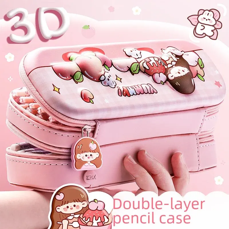 3D 더블 레이어 Eva 필통, 대용량 학생 문구 상자, 트렌디한 소년 연필꽂이, 더블 레이어 보관 솔루션