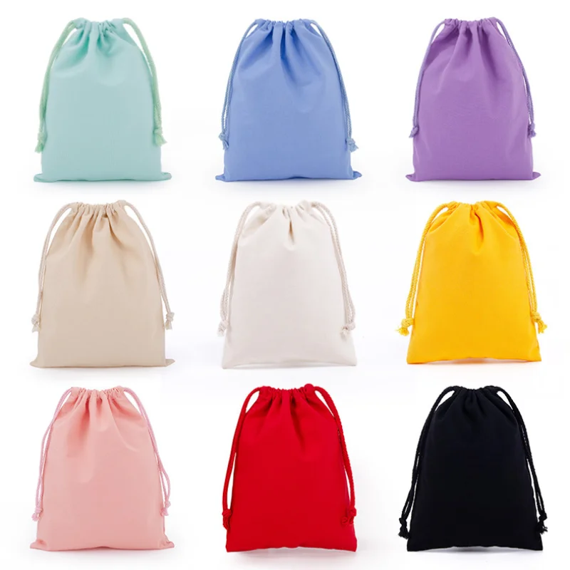 Cotton Drawstring Storage Bag Canvas Bags Candy Gift Package Pouch Reusable Home Sundries Organize Dustproof Sacks