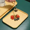 Plastic Tray Japanese Creative Wood Grain Pallet Rectangular Storage Tray Living Room Organizer Bread Plate Jewelry Storage 4