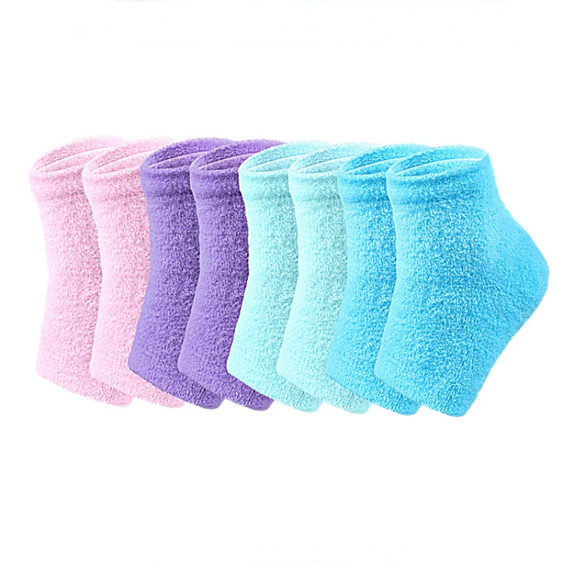 Feather Yarn Gel Heel Socks Foot Gel Foot Socks Anti Cracking Protection Massage Moisturizing Half FootSocks