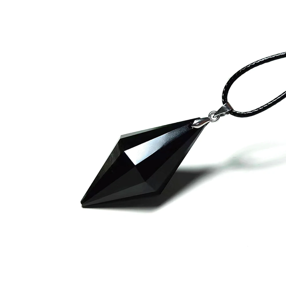 

Натуральный черный обсидиан с двойным острым маятником Винтажные Украшения высокое качество настоящий кристалл дух Исцеление Кристалл Камень ювелирные изделия