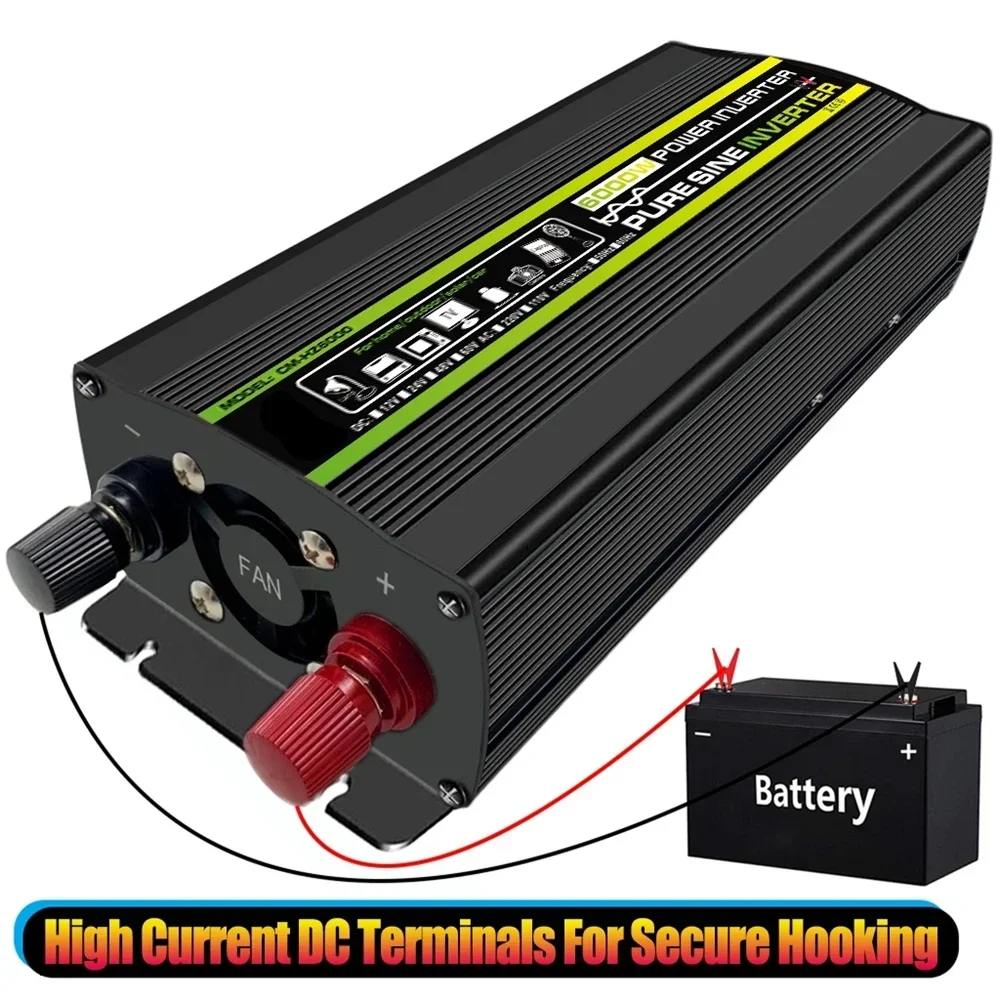 8000/6000/4000/3000W Pure Sine Wave Inverter Car Outdoor 