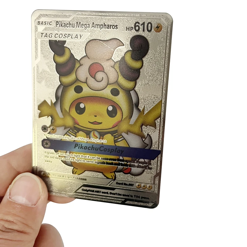 Pokemon Pikachu Mega Ampharos Tag Cosplay Black Foil 🔥Fan Art 🔥Card N/M