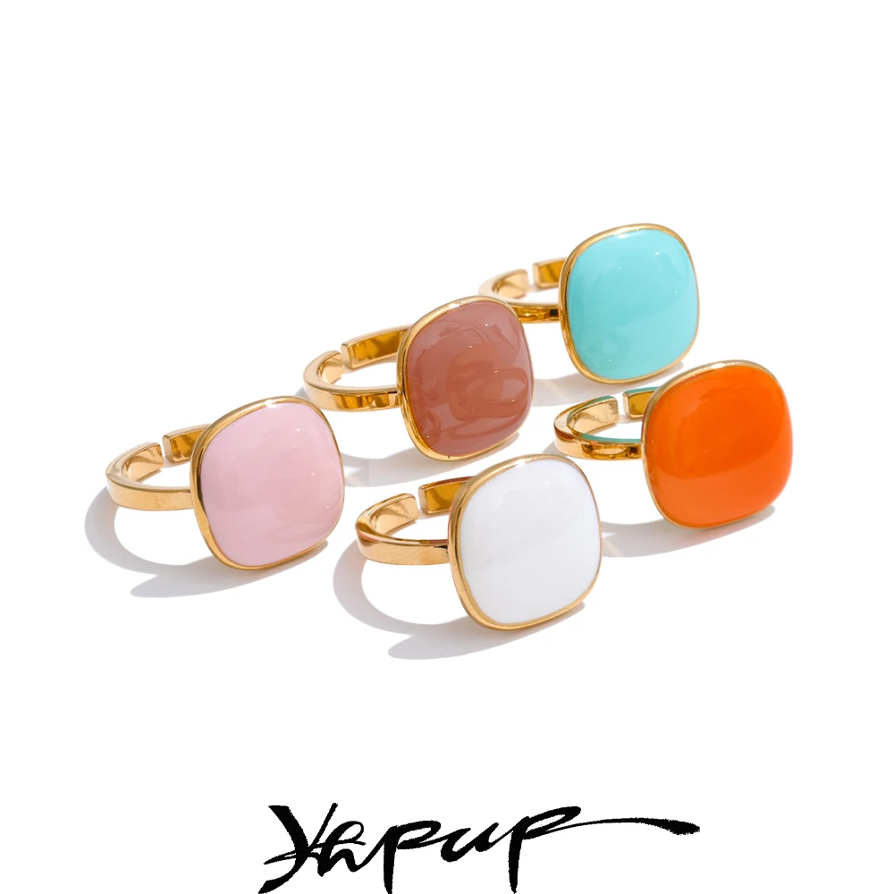 Yhpup – bague carrée réglable en acier inoxydable 