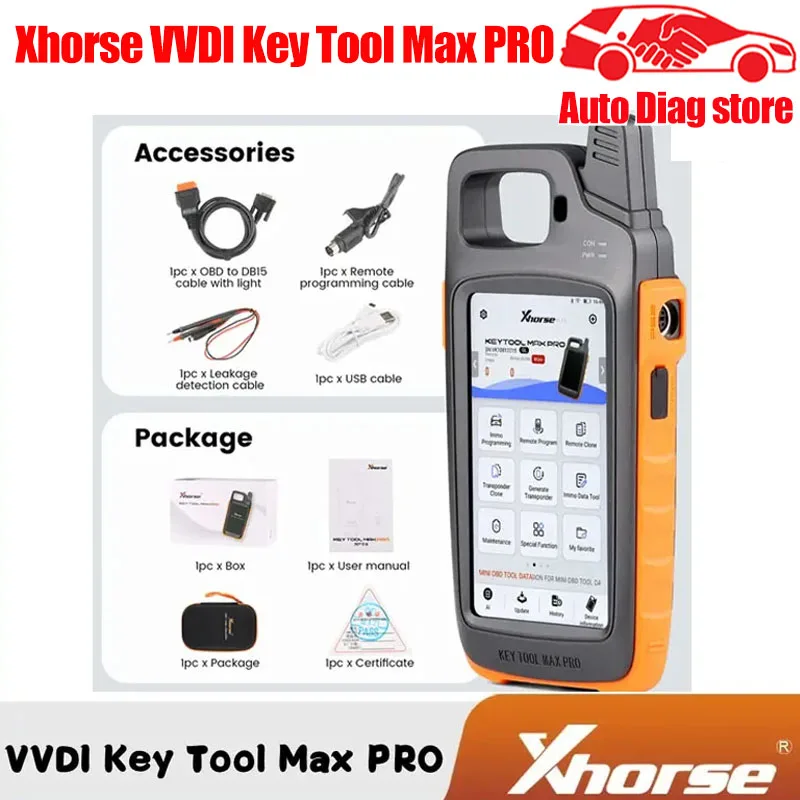 

Xhorse VVDI Key Tool Max Pro KEY Programmer With MINI OBD Tool Function With Adds CAN FD Super Chip XT27/ID48 Chip for Choice