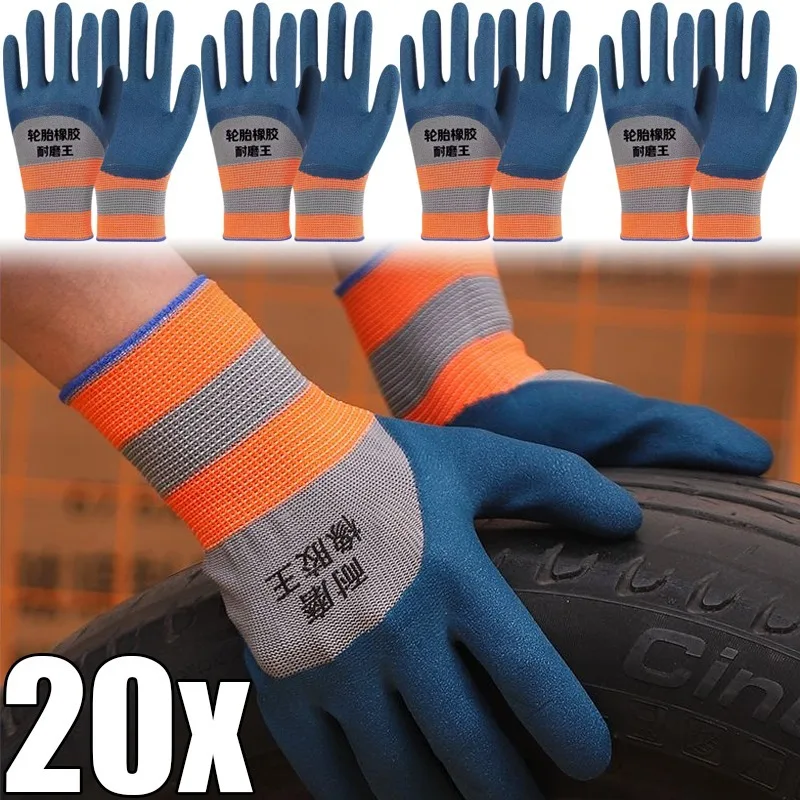 Safety Work Gloves Tire Rubber Labor Protection Gloves Construction and Automotive Repair Handling Wear-resistant Soft Anti Slip Breathable