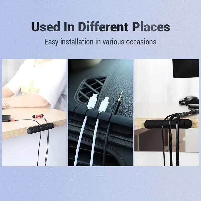 Cable Organizer 2Pcs Flexible USB Cable Winder Tidy Silicone Clips Mouse Keyboard Earphone Protector