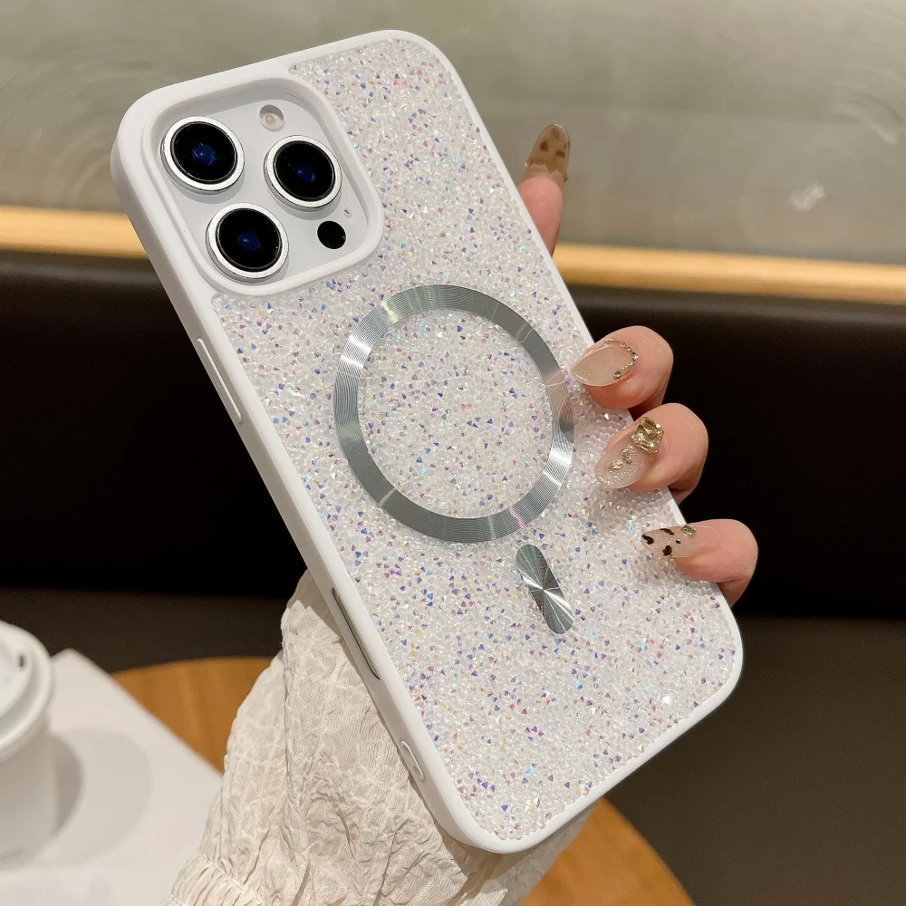 Glitter Sparkling Rhinestones Diamond Magsafe Case with Magnetic Wireless Charging Compatibility