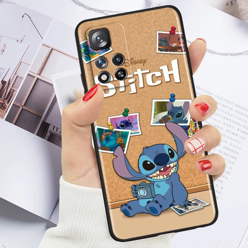 thumbnail image 1 of Anime Stitch Cute Disney For Xiaomi Redmi Note 12 12S Turbo 11 11T 11S 10 10S 9 8 8T 7 Pro Plus 5G Black Phone Case Cover, 1 of 5