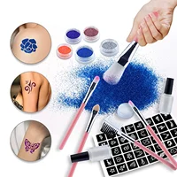 Kit de tatouages scintillants effet diamant : 31 couleurs, 6 pochoirs - Paillettes imperméables longue durée pour maquillage de scène, fêtes et créations pour enfants 2