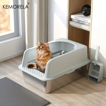 Stainless Steel Litter Box With Litter Mat And Litter Spade 1