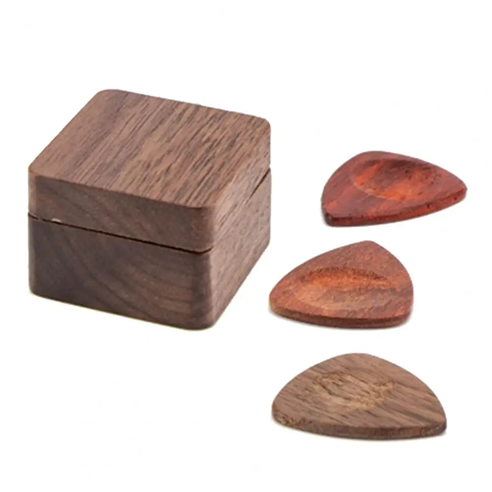 

Wooden Guitar Picks Box Guitar Pick Storage Box Holder Portable Handcrafted Guitar Picks And Storage Container Plectrum Box