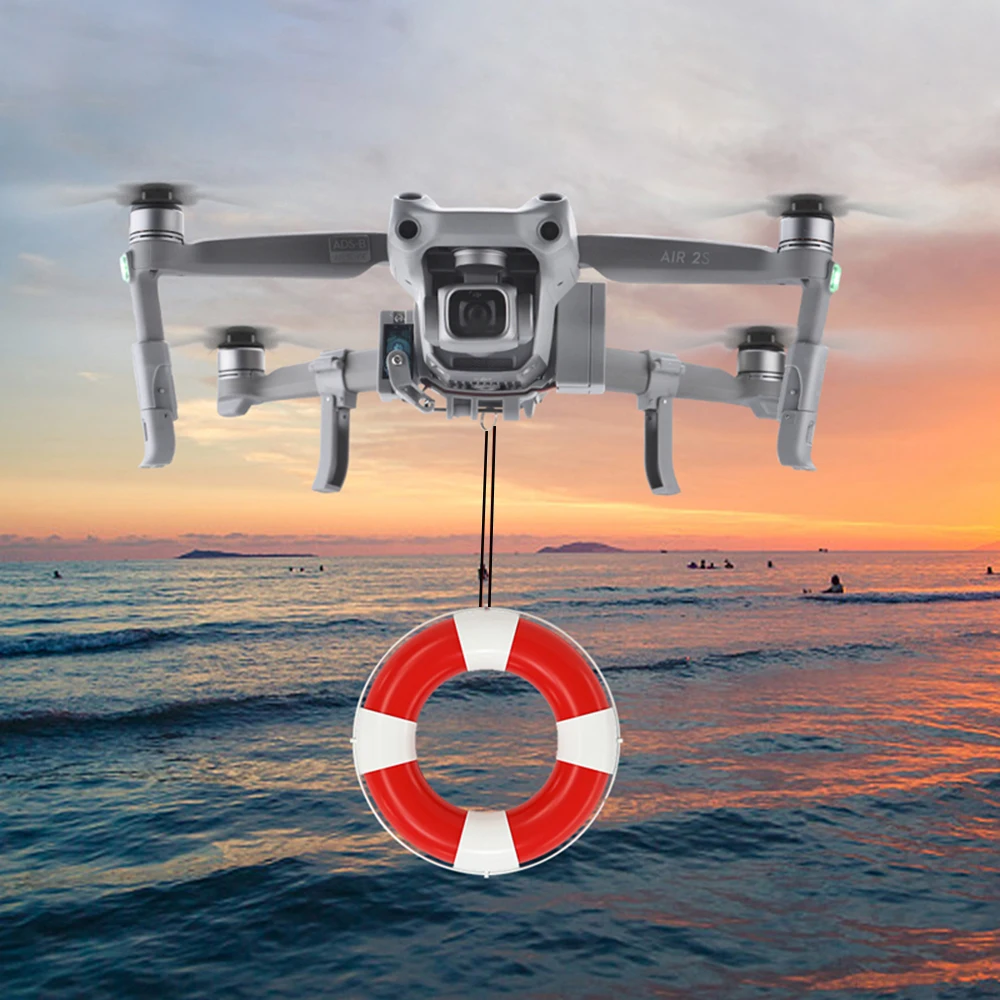 Système de largage pour DJI Air 2S en action, larguant un petit colis en vol