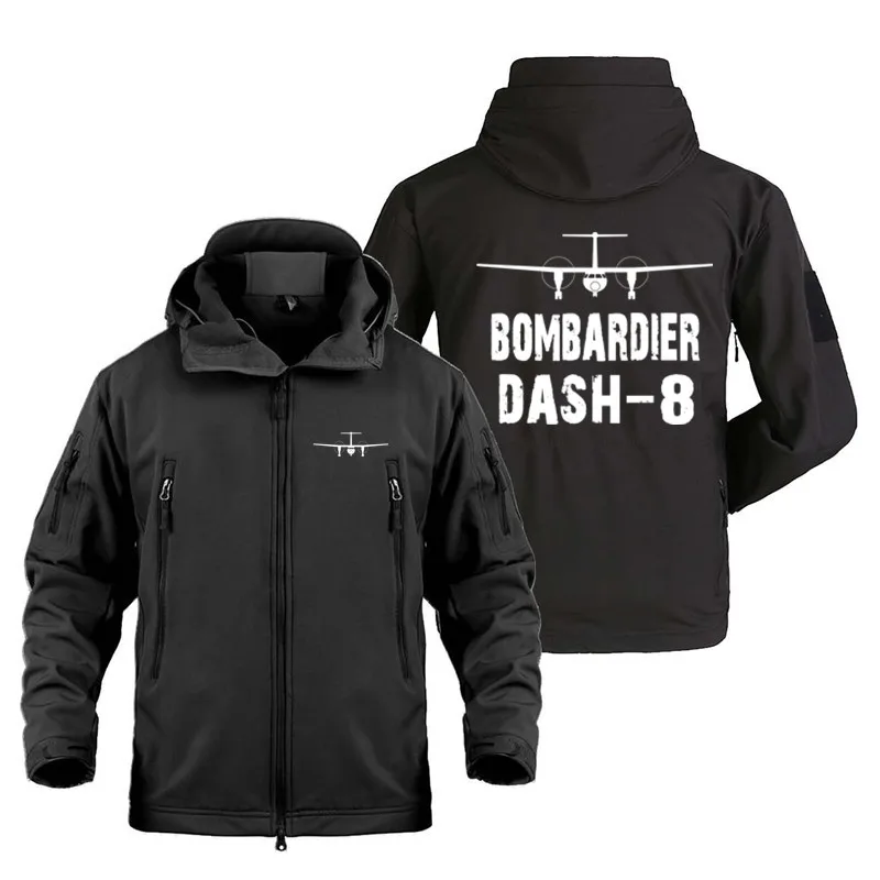 

New Military Outdoor Bombardier Dash 8 Flight Aircraft Fleece Warm Men Jackets Clothing SoftShell Man Coat Jacket
