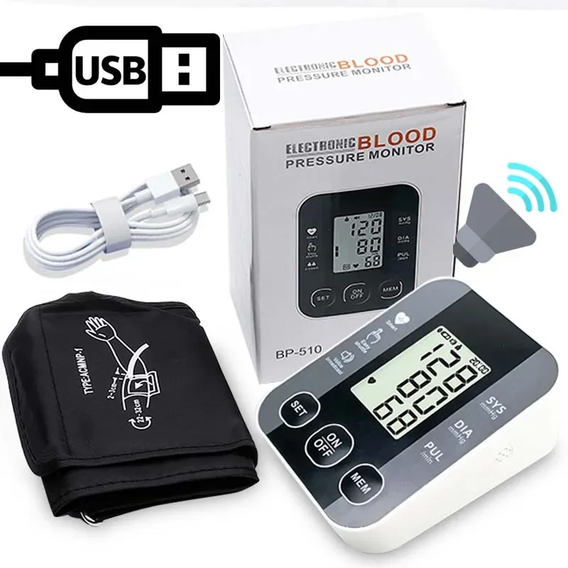 Automatic Sphygmomanometer USB Wrist Blood Pressure Monitor Voice Tonometer Meter Digital Portable Health Care Hematomanome