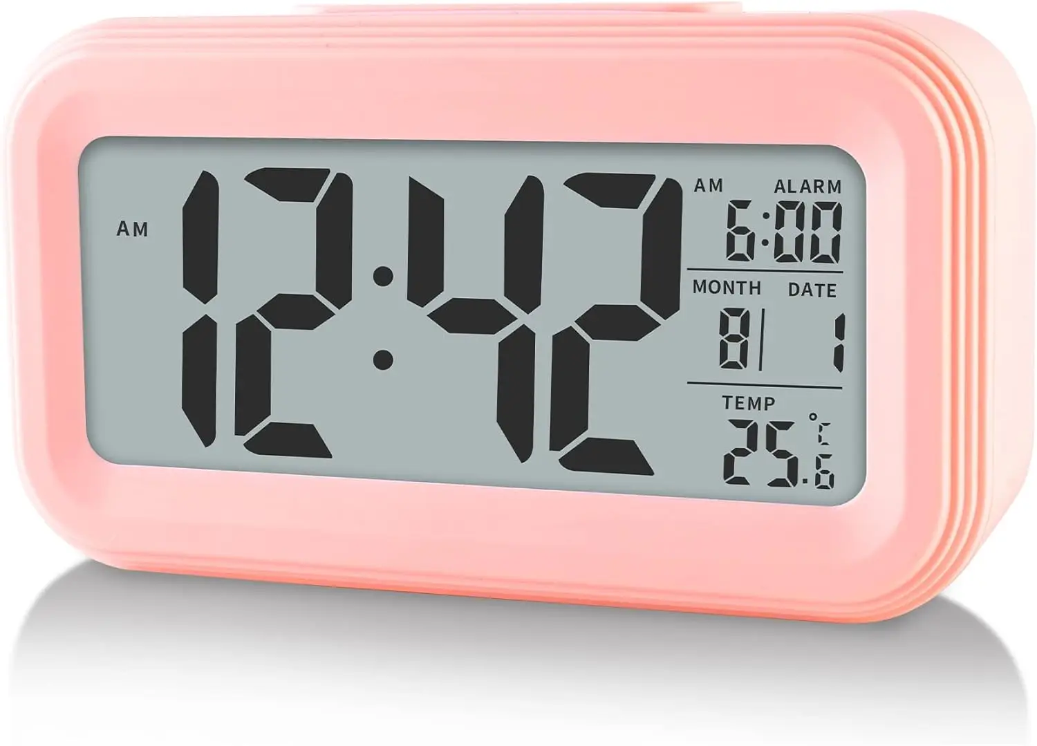 Compact Digital Alarm Clock for Bedroom, Kids, Travel, or Bathroom - 24-Hour Display (Battery Not Included)