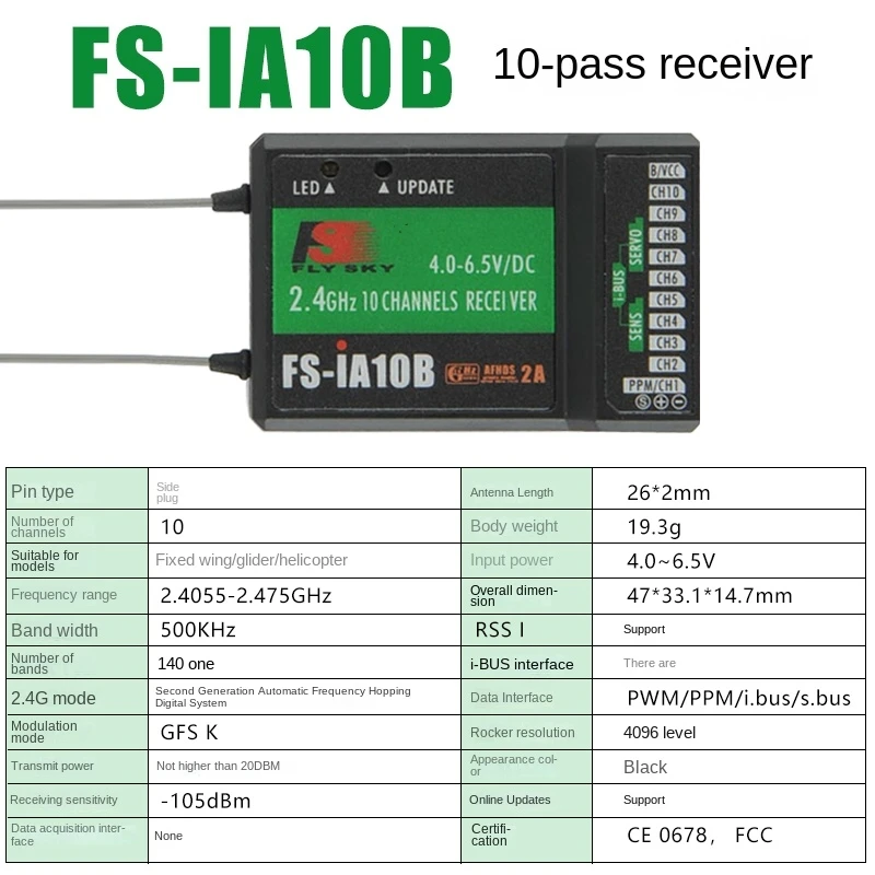 FS-IA10B IA6B X6B FS-A8S IA6 수신기(리시버) i6 i10 CT6B T6 TH9x 무선 조종기 부품용